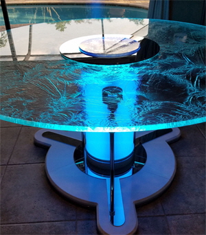 Onami Crystal textured glue chip glass table top