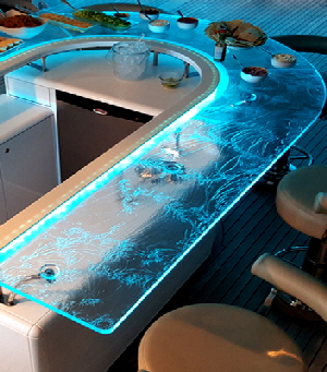 Onami Crystal textured glue chip glass counter