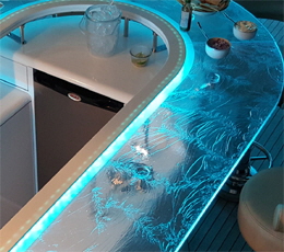 Onami Crystal textured low iron glass counter